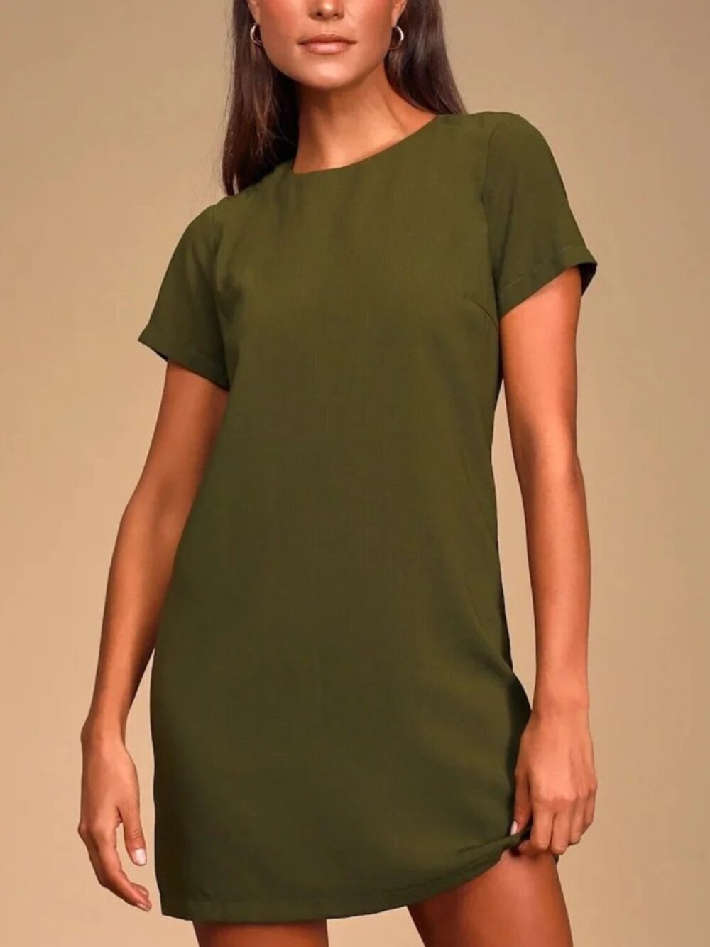 Lulus Shift and Shout Olive Green Shift Dress